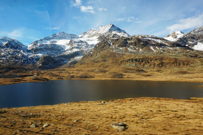 Lago Bianco Bernina Pass on Bernina Express, Switzerland