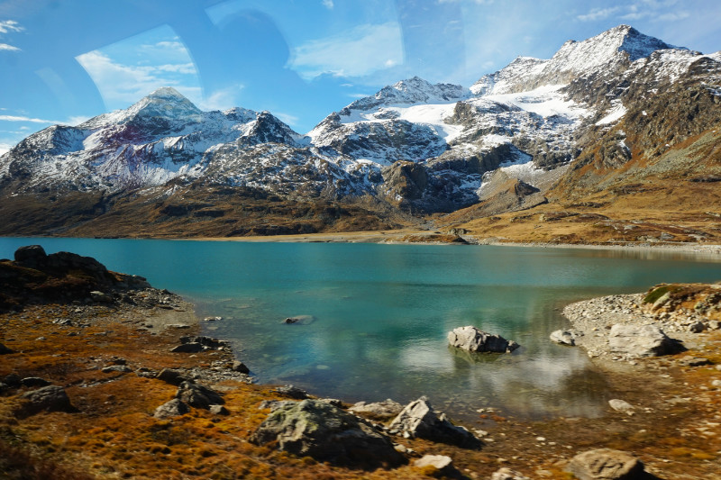 Lago Bianco Bernina Pass on Bernina Express, Switzerland