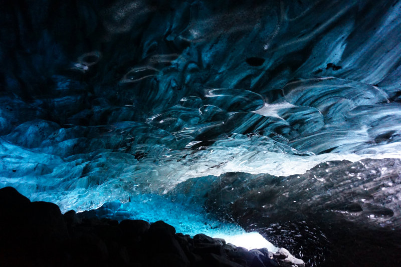 Ice cave tour inside Vatnajokull glacier, Iceland