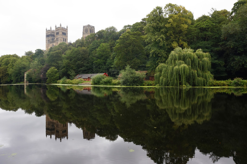 Reflections in the river in Durham, England