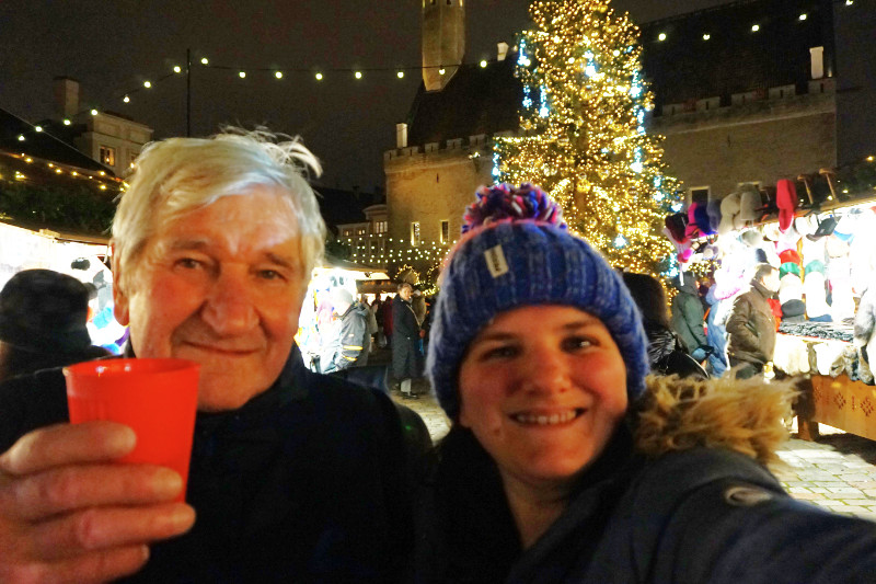 Dad and me at the Christmas market, Tallinn, Estonia