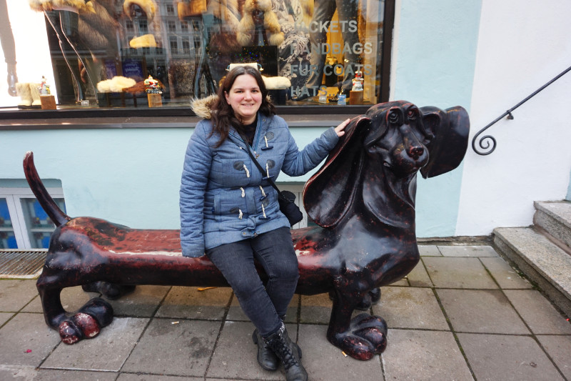 Me sitting on the goofy wiener bench, Tallinn, Estonia