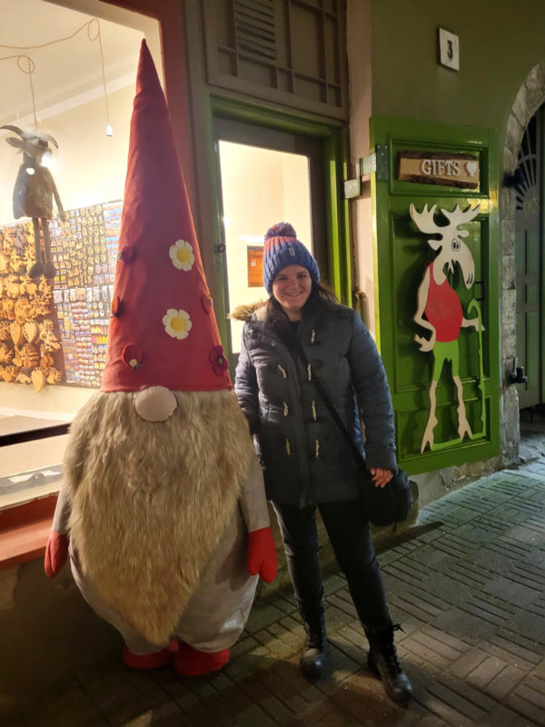 Me with a gnome gonk thing, Tallinn, Estonia
