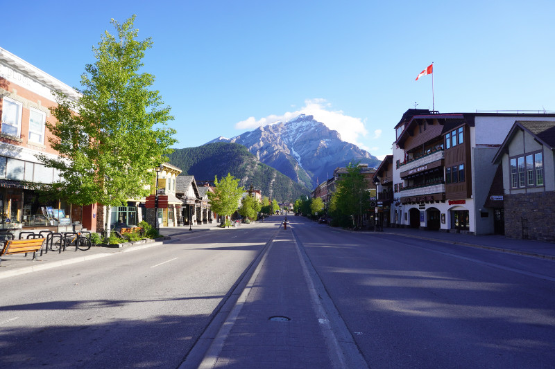 Banff Avenue with Cascade Mountain at the end, Canada