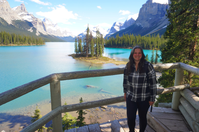 Me at Spirit Island, Maligne Lake, Jasper, Canada